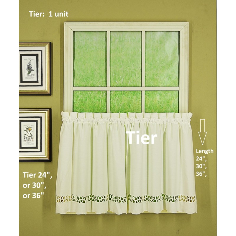 Today's Curtain Hellina Tapework Window Tier, 36-Inch, Ecru