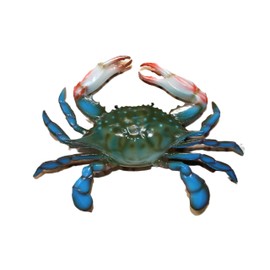 4 - Decorative Blue Crab Wall Decor, Poly-Resin, 6 Inch, 3D Realistic Design, Green and Blue with White and Red Accents, Indoor Mounting, CR-02