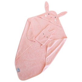 Maeve + Rose Luxury Bamboo Hooded Baby Bath Towel and Washing Mitt Gift Set, Ultra Soft and Absorbent, Perfect Shower Gift, for Boys and Girls Newborn-Toddler (Bunny)