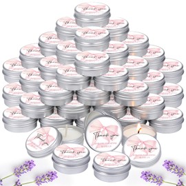 MTLEE 50 Pcs Pink Coquette Bow Baby Shower Scented Candles Gift Travel Tin Candle Aromatherapy Candle Favors for Baby Shower Favors Wedding Gifts Compound Scent Essential Oil