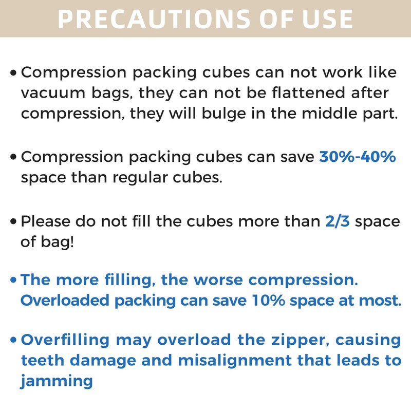BAGAIL 4 Set/6 Set/8 Set Compression Packing Cubes Travel Accessories