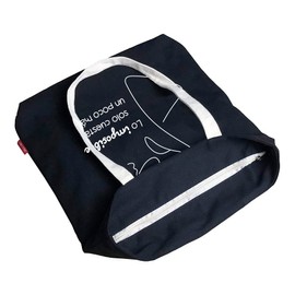 Hello-Bags Canvas Shopping Bag Exterior: 100% Cotton Includes Zip, Lining and Inner Pocket Packaged in a Kraft Gift Envelope Model: "LOIMPOSIBLE" Colour: Ecru / Black, black