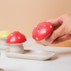 Sizikato 2pcs Porcelain Salt and Pepper Shakers with Tray, Mushroom