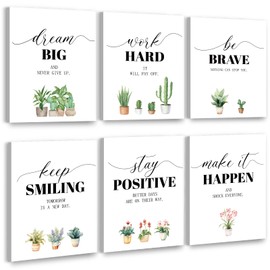 Coume 6 Pack Art Acoustic Panels 12" x 16" Inspirational Self Adhesive Soundproof Wall Panels Motivational Decorative Sound Absorbing Studio Acoustic Treatment Home Decorations(Plant Style)
