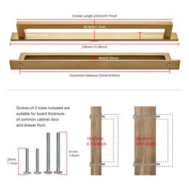 TUNNY 5 Pack Square Solid Cabinet Handles-8.81"/224mm Screw Spacing Brushed Champagne Gold Furniture Hardware Handles for Kitchen Cabinets Bedroom Dresser Wardrobe Cabinet Pulls