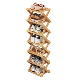 Magnitt Shoe Racks, Foldable Shoes Organizer Free Standing Shelf for Entryway, Closet, Bedroom, Hallway, | Natural | Functional | Multifunctional Shoe Rack (Seven layers of primary colors)