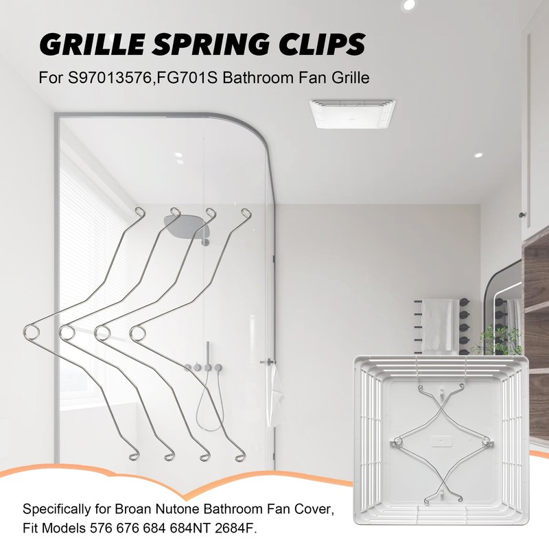 4 Pack Grille Spring Clips for Broan Nutone FG701S Bathroom