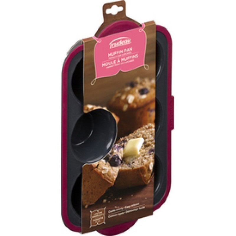 Trudeau Structure Silicone Pro Muffin Pan, 6, Grey/Burgundy (09912093)