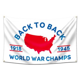 Furlista World War Champs Flag Back to back Banner Tapestry -3x5ft/Vibrat Color/HD printing/ 150D Polyster Tapestry for Man Cave Room