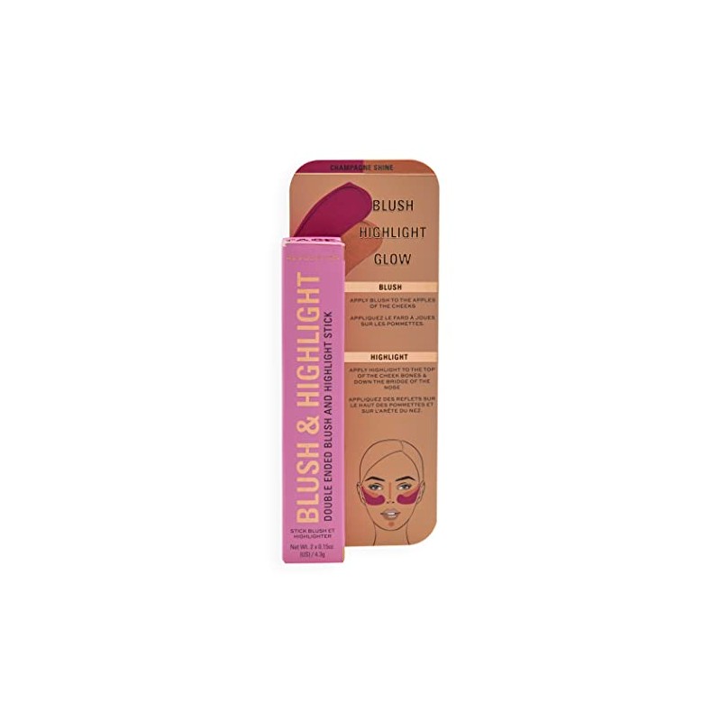 Revolution Beauty London, Blush Stick and Illuminator, Champagne Shine, Blush