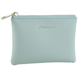 Chelmon Vegan Leather Coin Purse Pouch Change Purse With Zipper For Men Women (Green Light)