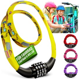 Children's Bicycle Lock with Numbers - Children's Bicycle Lock 65 cm - Lightweight and Safe - Combination Lock Bicycle - Lock for Children's Bicycle - Digger Motif