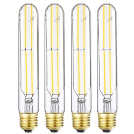 T10 Led Bulb,Dimmable 6W Led Tubular Bulbs, Soft White 3000K, 60 Watt Incandescent Bulb Equivalent,Clear Glass,E26 Base Lamp Bulb,for Cabinet Display Cabinet etc,4 Pack. (7.3 in -Soft White(3000K))