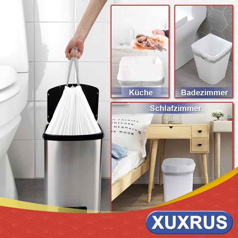 XUXRUS Bin Liners 10 Litre Bin Bags with Drawstring, Pack