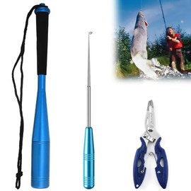 Kettion 3 Sets Fishing Fish Killer Fishing Pliers Hook Remover Dead Bat Fishing Pliers Snap Ring Pliers Fish Duster Small Set Billet Fish Split Ring Pliers Stainless Steel Fishing Pike Fishing