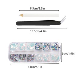 4 Boxes of Rhinestones, Semicircular Pearl Nails Rhinestones, Sequins, AB Crystal Rhinestones, Including Wax Pen for Rhinestones and Rhinestone Picks