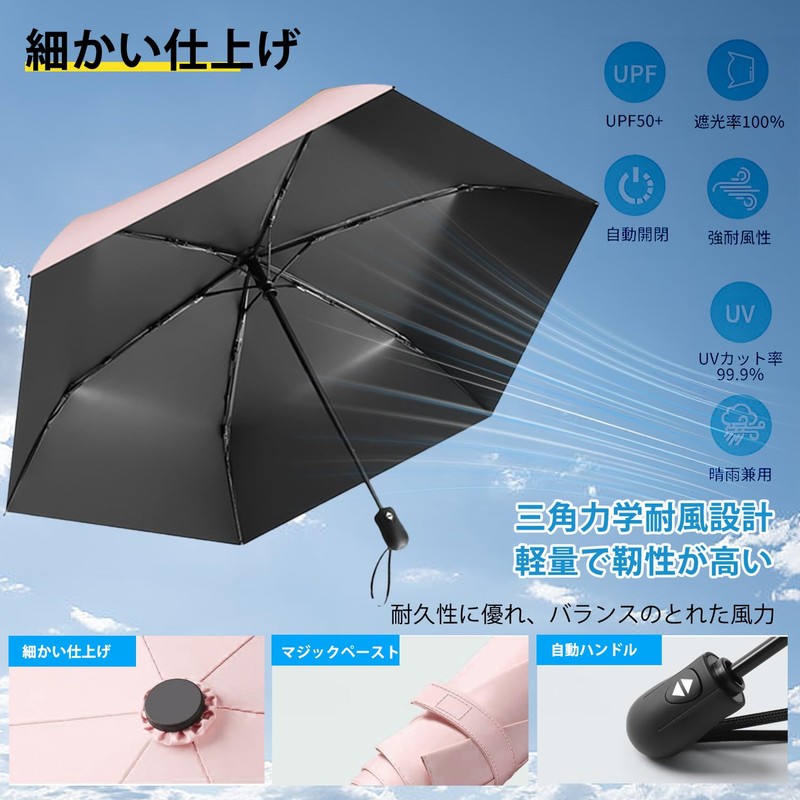 Laluna Folding Umbrella, UV Protection, 100% Light Blocking, Women's, Men's,