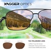 Xagger Polarized Brow Bar Square Aviator Sunglasses for Men Retro