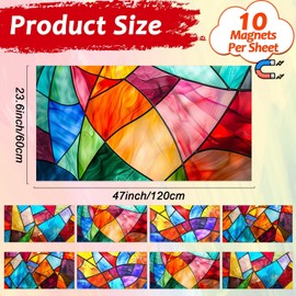 8 Pcs Fluorescent Light Covers with 80 Magnets Decorative for Classroom Ceiling Light 4 x 2Ft Magnetic Covers Filter Easy Install for Office Hospitals & Home Drop Ceiling Supplies（Retro Glass Window）