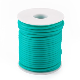 FASHEWELRY 27.34 yardas de tubo hueco de goma de 3 mm de goma hueca para tejer tubos de peluquería con agujero de 1.5 mm para proyectos de tejer (turquesa media)