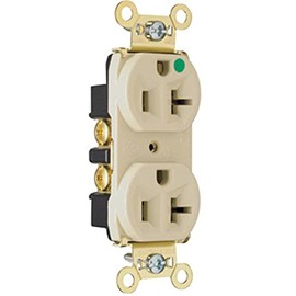 Legrand Pass & Seymour 8300HI 20 Amp Hospital Grade Heavy Duty Compact Design Duplex Receptacle Outlet, Back and Side Wire, Ivory (1 Count)