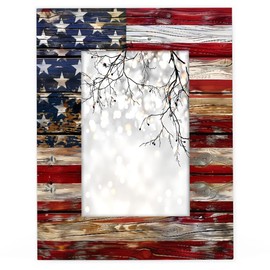 DXTKWL Old Wooden American Flag 5x7 Picture Frame, Display Photos 4.6x6.6 without Mat, Elegant Picture Frames Collage Wall Home Gallery Decor