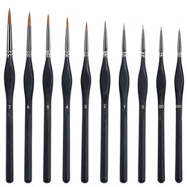QISANKEE 10Pcs Micro Paint Brushes Set，Nail Art Brushes for Acrylic, Watercolor, Crafts, Models,Miniature Brushes for Fine Detailing
