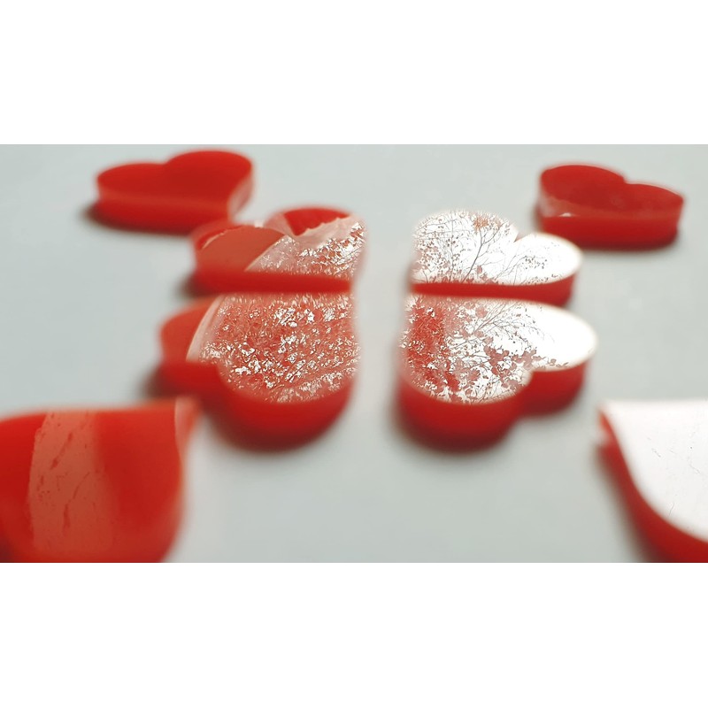 8 Pcs Small Red Acrylic Love Heart Fridge Magnets |