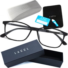 LACCL 001 Blue Light Reduction Glasses, Ultra Lightweight, 0.5 oz (14 g), Date Glasses, Men's, Women's, Clear Lens, No Prescription