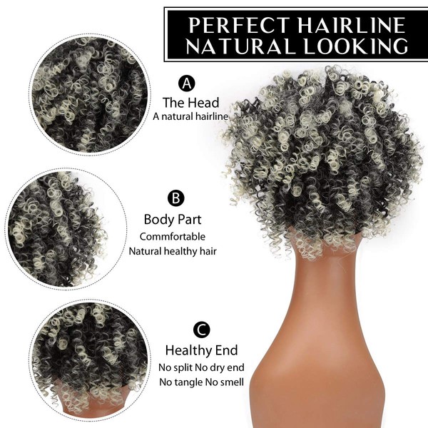 YIBANG Afro Puff Ponytail Drawstring Synthetic Short Kinky Curly Ombre