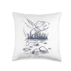 Angel Fishing, lustige Sprüche Man Fishing in The Mountains Comic for Men Women Children Throw Pillow, 16x16, Multicolor