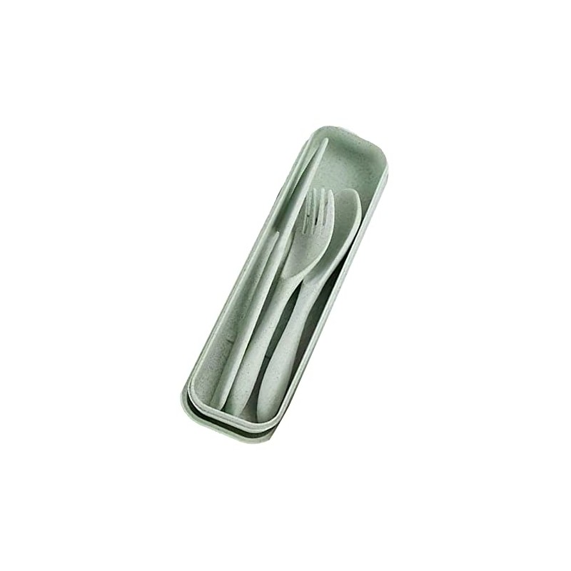 Juego de Utensilios de Viaje, Cubiertos de Paja de Trigo,
