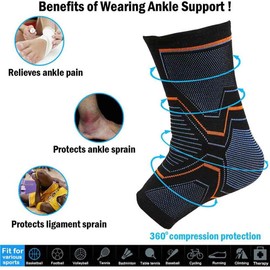 Calcetines de compresión para tobillo, protector de soporte para pies para baloncesto, correr, deportes, mujeres, hombres, recuperación de lesiones, aliviar el dolor en las articulaciones, paquete de 1 par