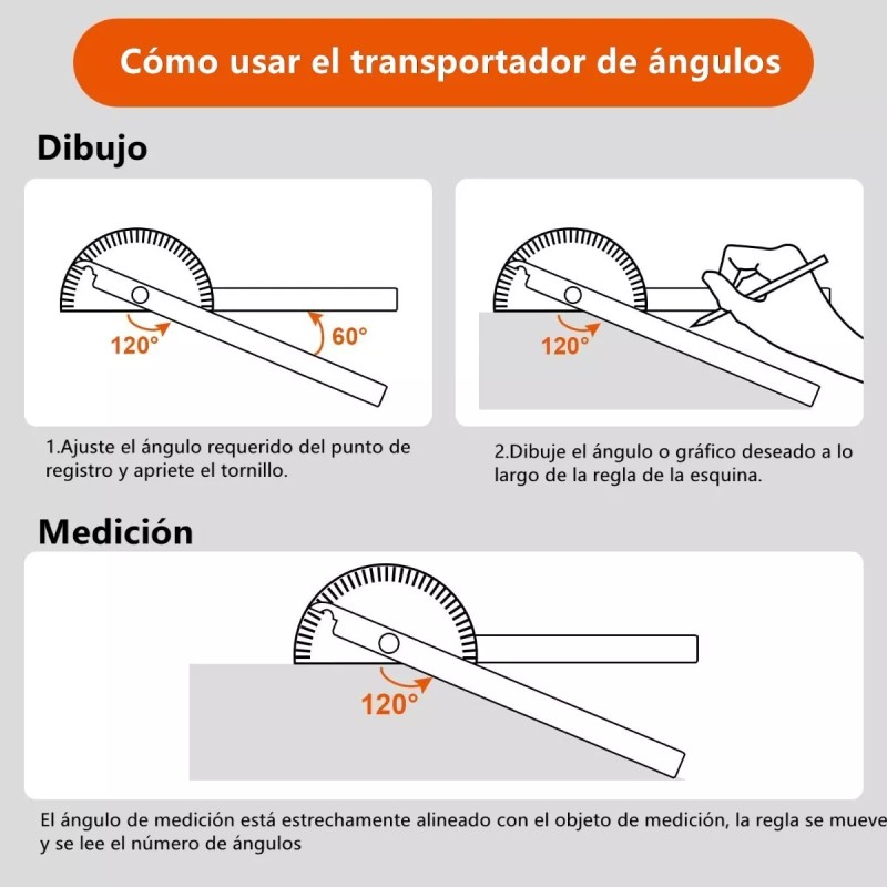 Shuang.W Dos Brazos Regla De Ángulo De Rotación De Transportador
