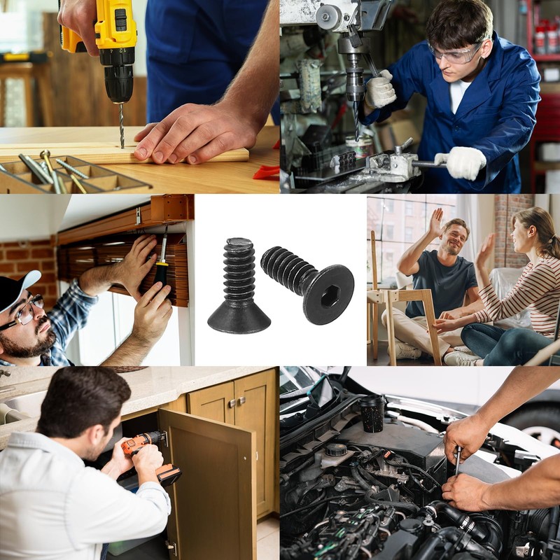 PATIKIL #6-32 x 3/8 Inch Flat Head Socket Cap Screws,