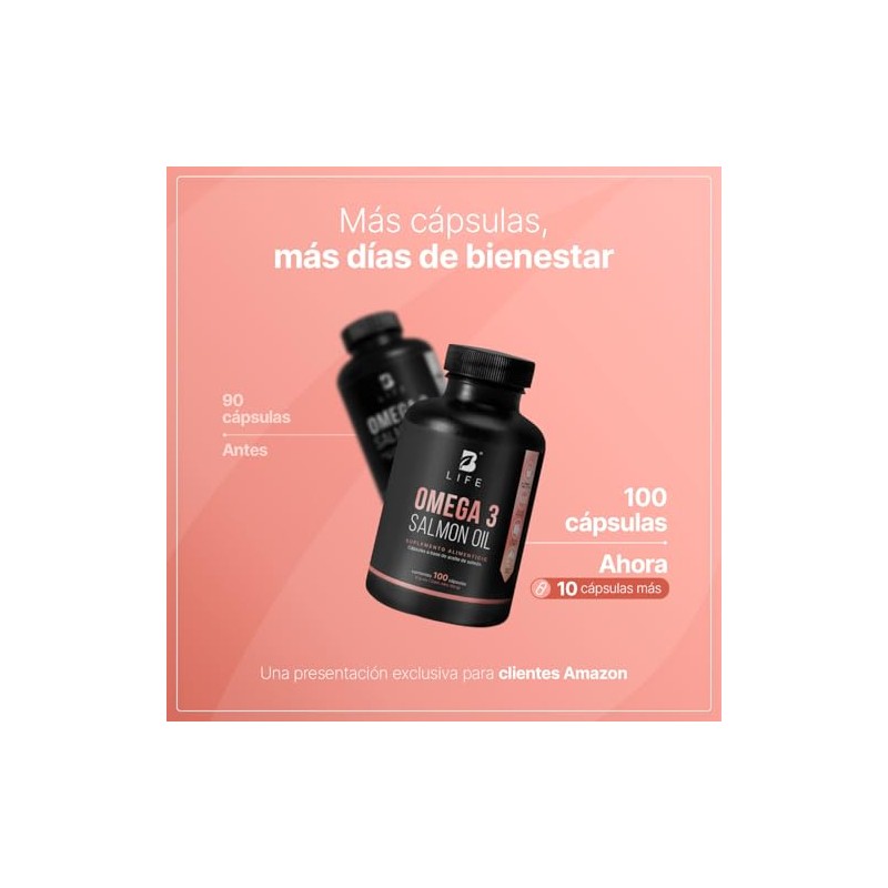 Life Omega Aceite Puro Salmón 100 Cápsulas 1000 Por Porción