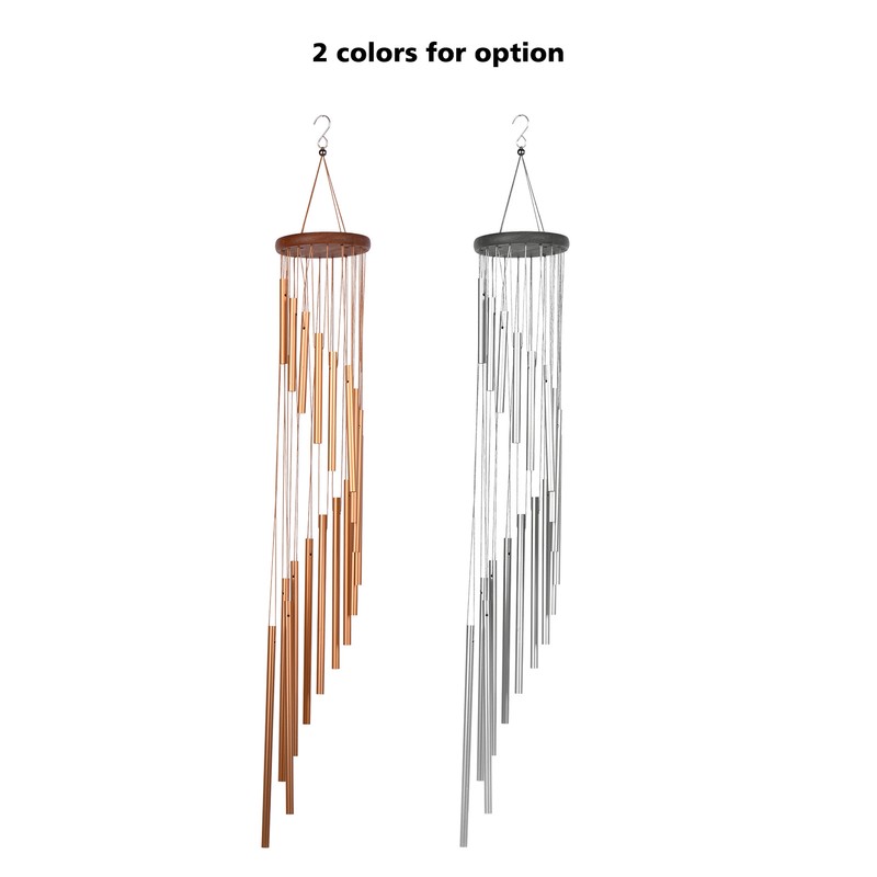 35inch 18-Bar Classic Rotating Wind Chime Solid Wood Aluminum Alloy