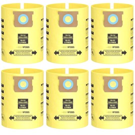 6 Pack Shop Vac Bags 10-14 Gallon, Vacuum Bags Compatible with Shop vac Type I 90672 9067200, Type F 90662 9066200 9066233, Double Layer Disposable Dust Collection Bags Wet/Dry Vacuums