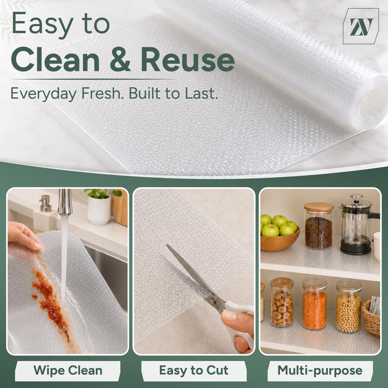 Zuvo Shelf Liners for Kitchen Cupboards, Non-Slip Drawer Liner 30x300cm