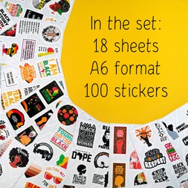 100Pcs Black History Stickers for Kids & Adults - Black History Month Stickers Bulk, African American Stickers, Black History Gifts, Black History Month Gifts, Black History Decorations