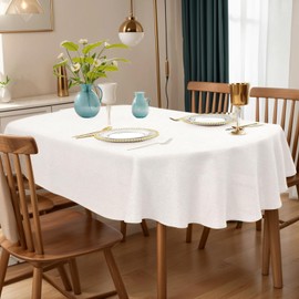 AEHISDHIE Tablecloth ， White Textured Tablecloth， Oval Tablecloth 60 x 102 ，Oval Table Table Cloth Oval Table,，Dining Rooms and Gatherings (60 "X102)
