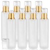 8 Pcs 120ml/4oz Frosted Glass Bottles Refillable Pump Dispenser Jar Travel Lotion Vials with Plastic Pump Head for Toiletry Liquid Foundation Cream Cosmetic Samples - Gold