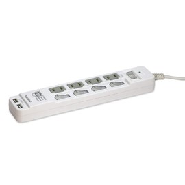 Princeton UniTAP PPS-UTAPS3 Fire Prevention + USB Power Supply Function, Multi-Tap 4 AC / 2 USB