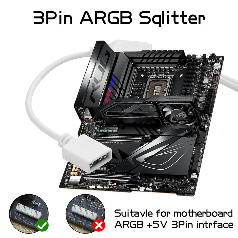 YAODHAOD 12 V 4-polig RGB 5 V 3-polig ARGB Splitter-Kabel