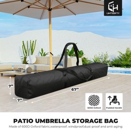 Patio Umbrella Storage Bag 600D upgraded Waterproof Outdoor Hammock Storage Bag Fits for Home Storage Carrying Traveling & More Patio Hammock and Steel Stand Storage Bag 67" Lx 7" Wx 7" H (black)