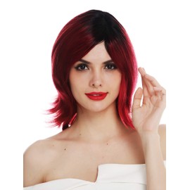 WIG ME UP - FIONA-MT-YS871S1B wig women's wig partial monofilament parting shoulder long sleek layered wavy tips ombre black red mix