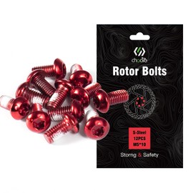 CNCLOL MTB Disc Rotor Bolts，M5x10mm Brake Rotor Bolts，12Pcs Steel Rotor Bolts for Bike（red/blue/orange/green/Black/gold）