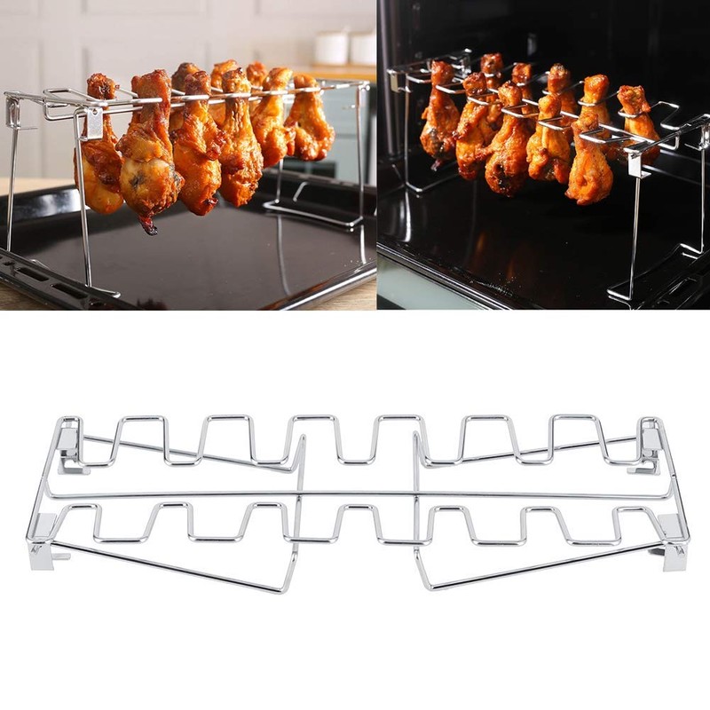 2-Piece Chicken Leg Wings Barbecue Rack Foldable Grill Grate Stainless