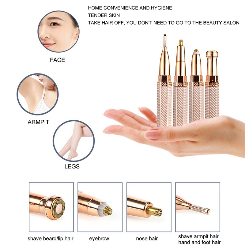 Electric Eyebrow Trimmer Waterproof Lightweight 4 in 1 Body Hair