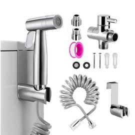 Bidet Handbrause Set, handgehaltenes Bidet-Toilettensprühgerät mit Dual-Modus (Jet/Stream) für Dusche Badezimmer Hygiene Toilettenpapier Windelreinigung, mit Federschlauch G1/2" Ventil und eine G3/8"